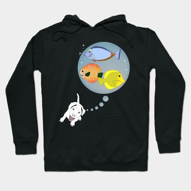 Ein kleiner Hund denkt an drei Fische Hoodie by Guth